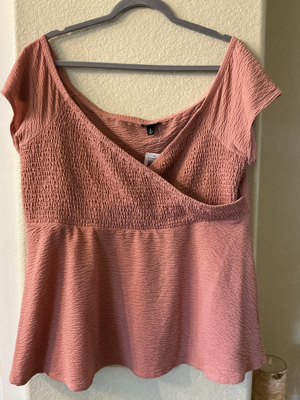 Women’s Torrid Dusty Pink Smocked Wrap Top 3X